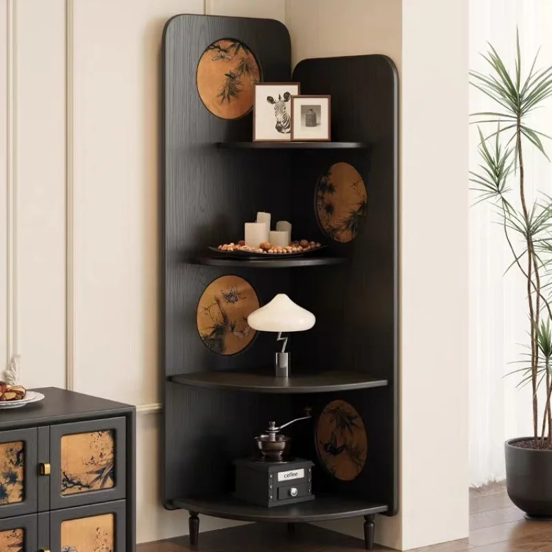 

French antique corner cabinet solid wood living room retro corner fragrant cloud yarn triangular shelf corner bedroom storage