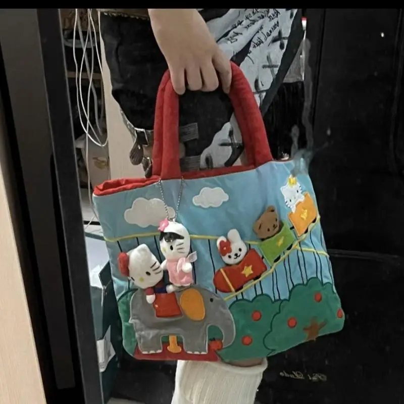 2024 New Kawaii Cute Sanrio Hello Kitty Anime Handbag Large Capacity Computer Bag Fun Cartoon Bag Novel Children Birthday Gifts