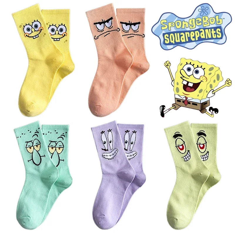 SpongeBob Patrick Star Socks Cartoon Anime Long Tube Cotton Sock Men Sports Breathable Socks Women Cute Autumn Nonslip Socks