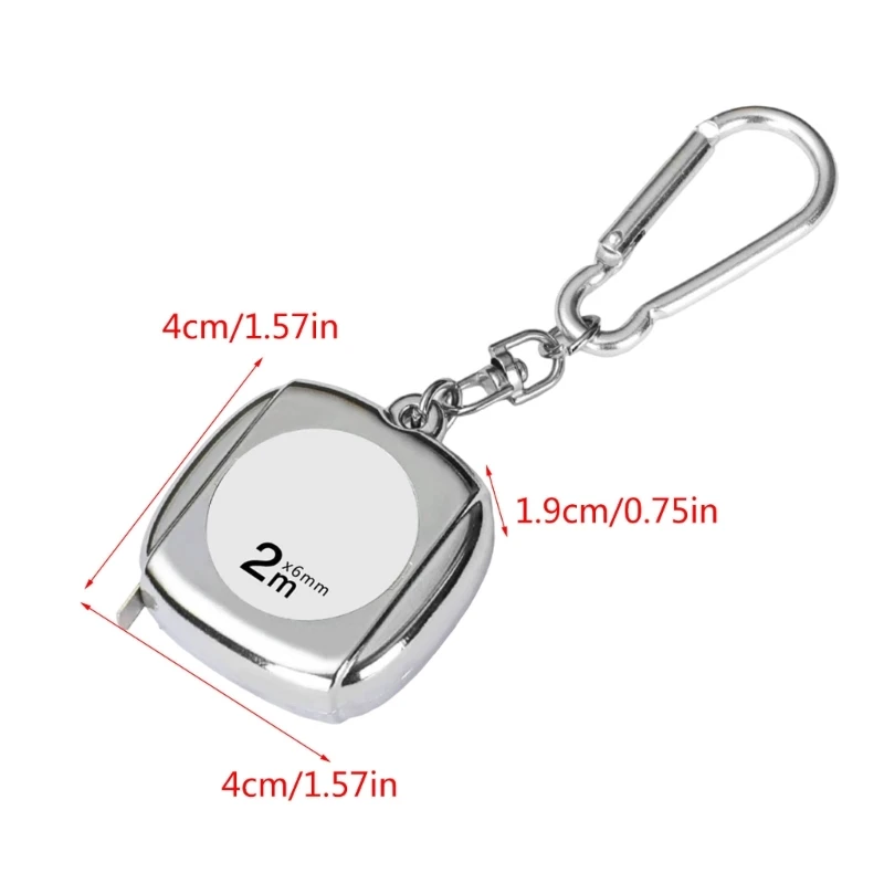 2meter(6.5ft) Tape Measure Steel Flexible Measuring Tape Keychain Self Locking Waterproof Metric Ruler for Industry Home