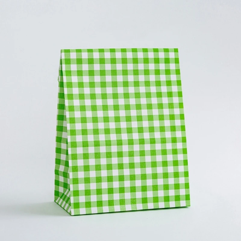 Imagem -05 - Pieces Plaid Gift Bags Bolsas de Papel Bolsas de Festa para Crianças Bolsas de Papel do Partido para Festas de Férias Doces Aniversário Casamento Y3nc 5