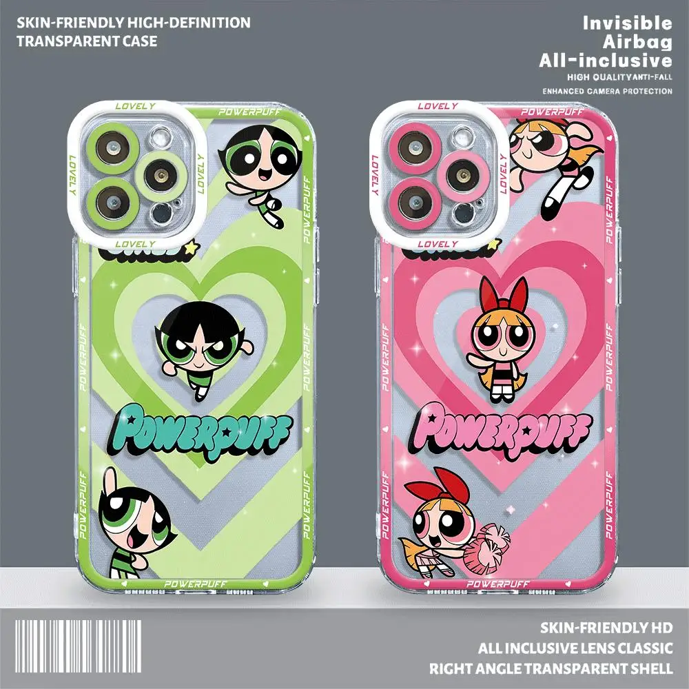 The P-Powerpuffs Girls Phone Case for Apple iPhone XR SE 15 Pro 11 Pro 7 6S 14 Pro Max 13 12 Mini XS X 8 Plus Cover Shockproof