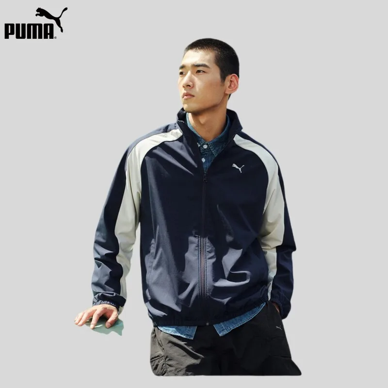 PUMA Windproof and Water-repellent Sunscreen UPF50 + Blue Sports Coat Men's and Women's Autumn Jacket 696957-16