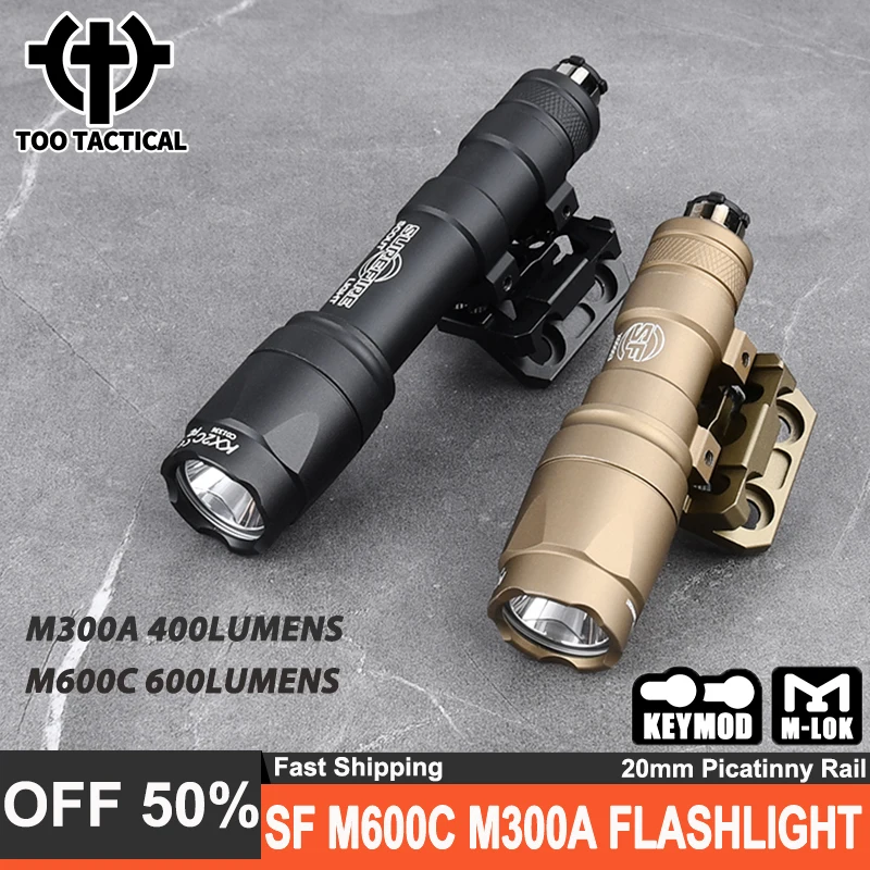 

Tactical WADSN Sureifr M300A M600C Flashlight White LED Light Metal M-LOK Keymod Mount Base Fit 20mm Rail AR15 Airsoft Spotlight