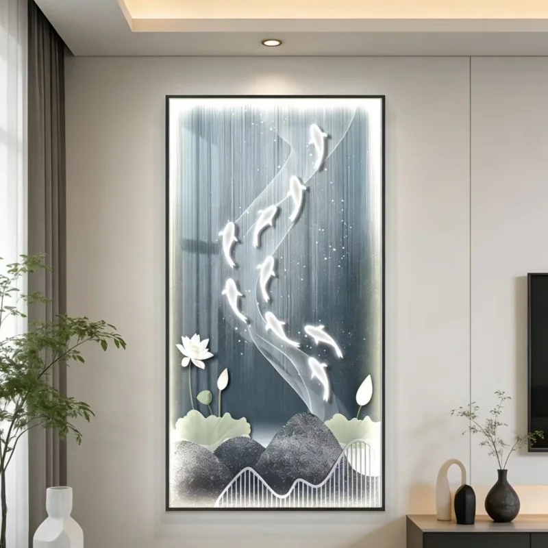 

Light luxury LED with lights, entrance hall decoration painting, corridor corridor mural hanging painting