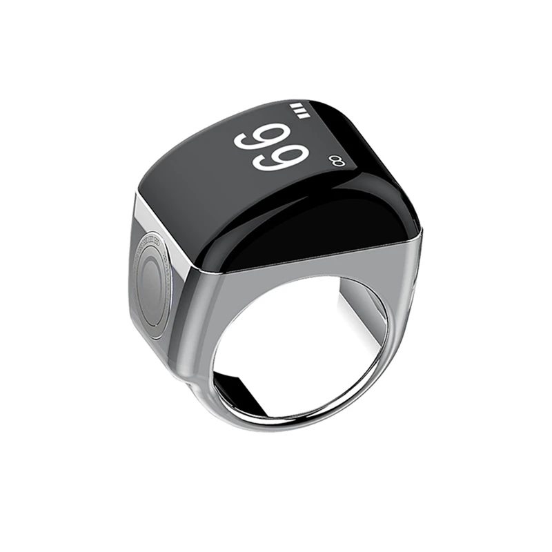 

Zinc Alloy Smart Ring+Charging Box Waterproof Digital Counter APP Controlled Display 5 Prayer Time Reminders