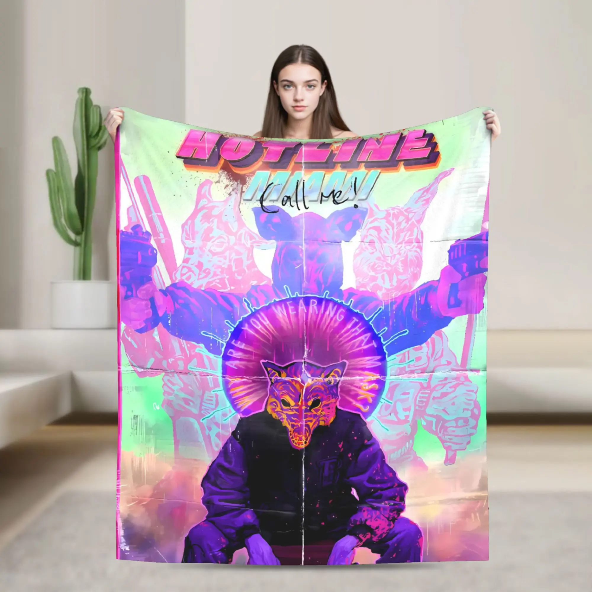 Hotline Miami Game Blankets  Travel Flannel Throw Blanket For Couch Bed Super Soft Custom DIY Quality Bedspread Gift