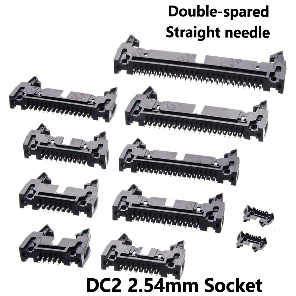 5PCS 16P 30P  50P 20P 26P DC2 2.54mm Socket Header Connector ISP Male Double-spared Straight needle 6P 8P 10P 14P 16P
