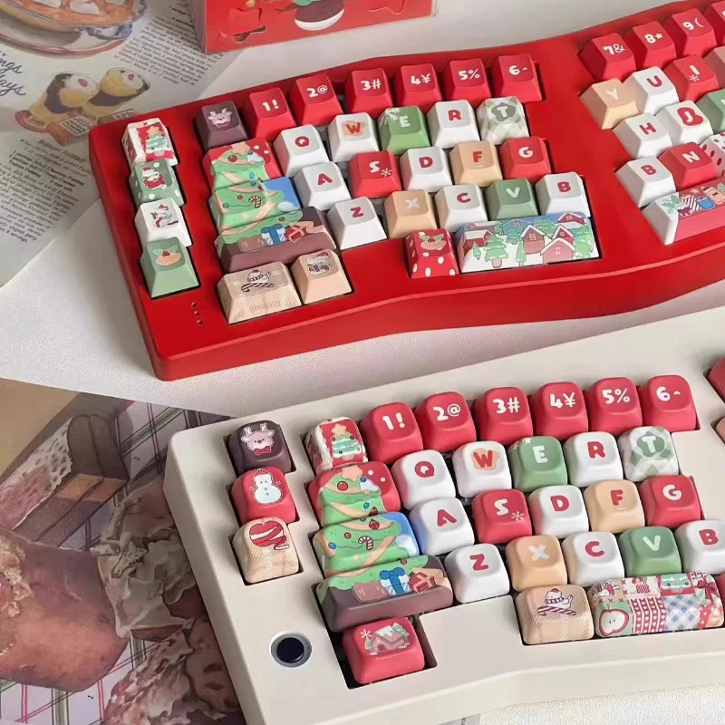 

Cute Christmas Cats and DogsTheme Keycaps Set PBT Cherry/FOA Profile Keycap Custom Key Caps for Mechanical Keyboard Gaming Gifts