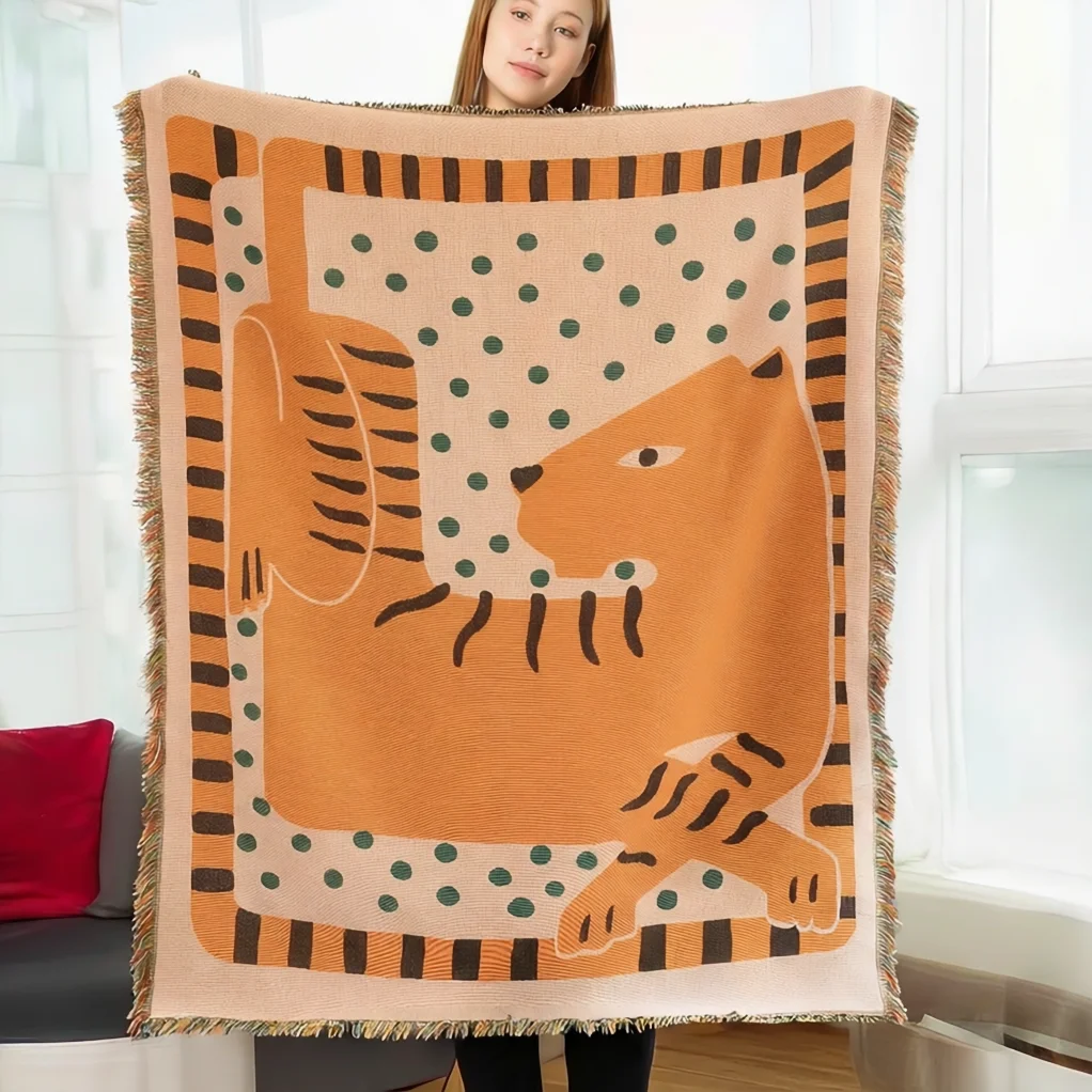 Impressionist Leopard Tapestry Vintage Style Blanket Sofa Rug Decorative Mood Blanket Room Decor House Decoration Anime Tapestry - view 5