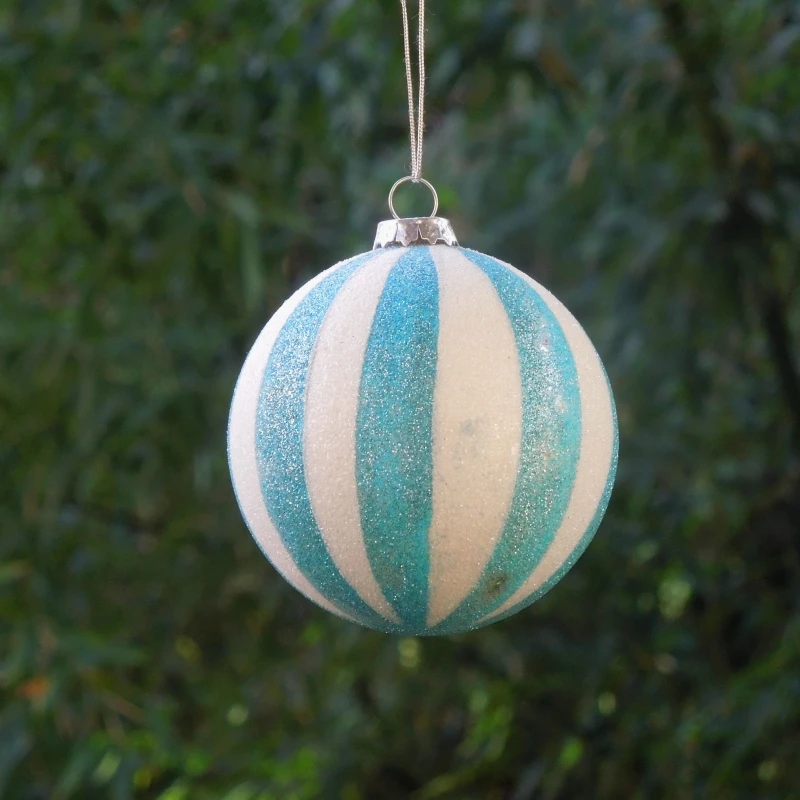 Free Shipping 8pcs/pack Diameter=8cm Glass Ball Christmas Hanger Silver Blue Powder Painting Globe Decoration Hanging Pendant