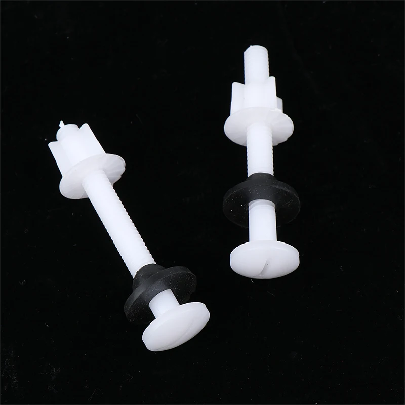 NEW 2Pcs Plastic Toilet Seat Hinge Repair Bolts + Fitting Screws +Washers Kit Bathroom Accessories