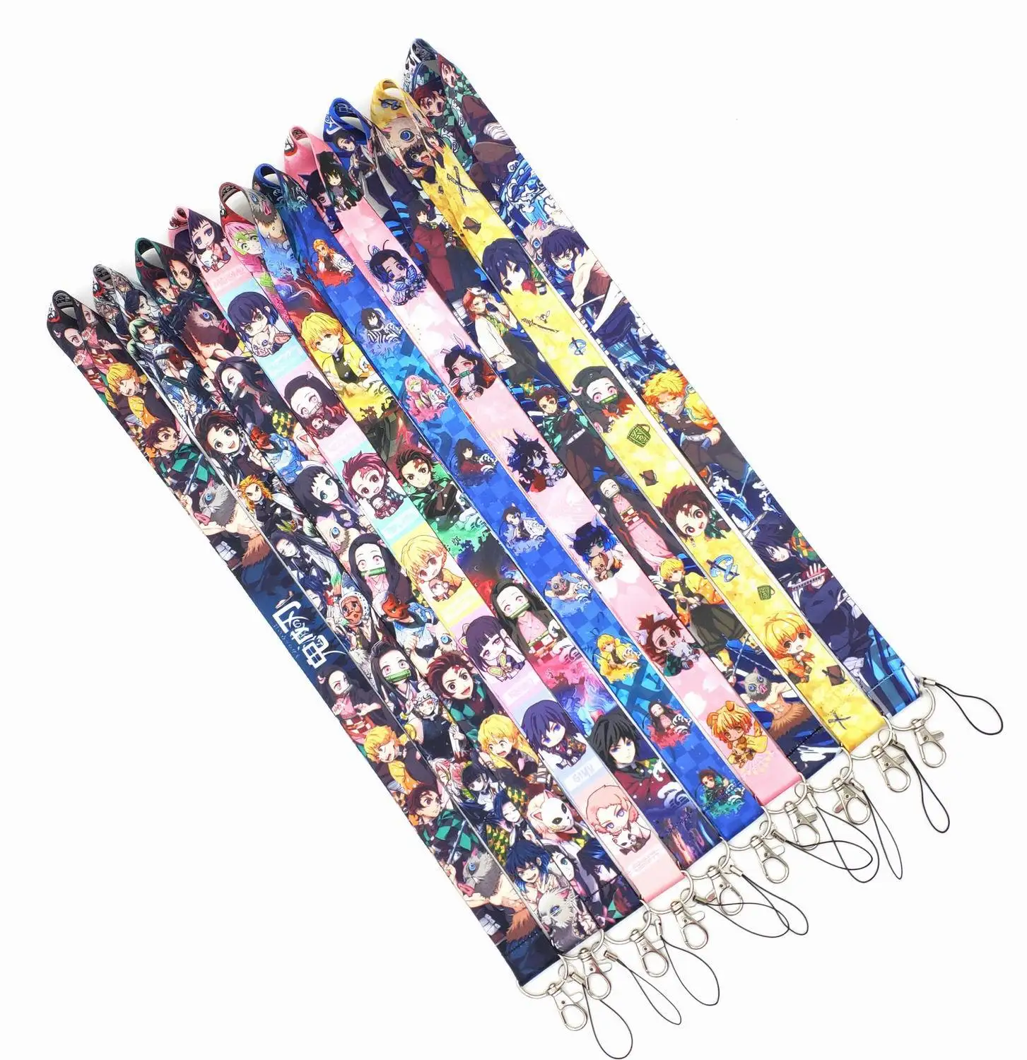 Disney Kimetsu no Yaiba Printed Keychain Lanyard For Keys ID Badge Holder Neck Strap Hang Rope Webbing Ribbon