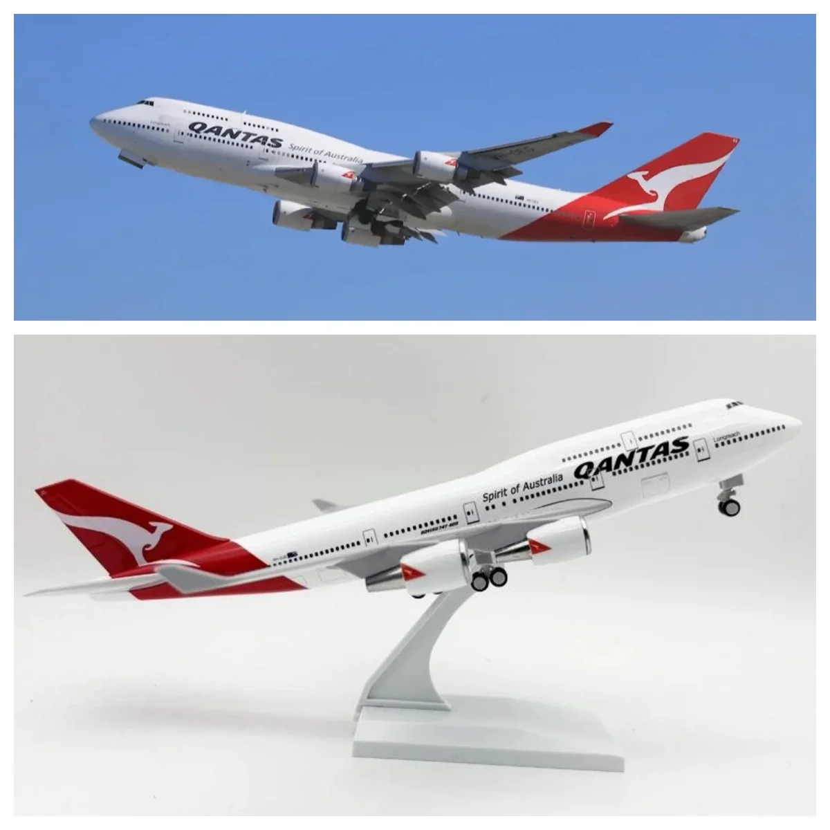 30cm QANTAS B747 Collectible Aircraft Resin Diecast Airplane Model Kit with Display Stand for Adult Aviation Gift or Decorations