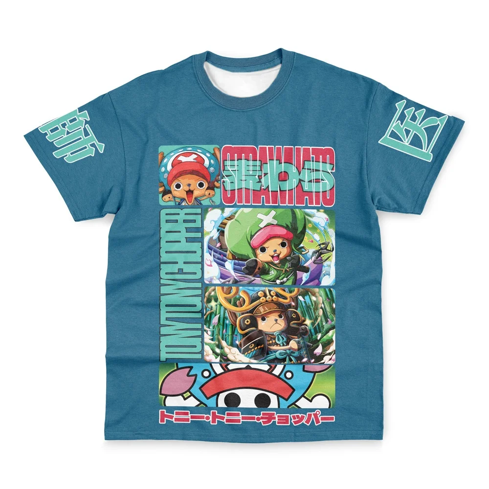 2026 Summer One Piece Chopper Retro Cosplay T-shirt Men's Oversized 3D Printed Short-sleeved Family Unisex Children's Sports