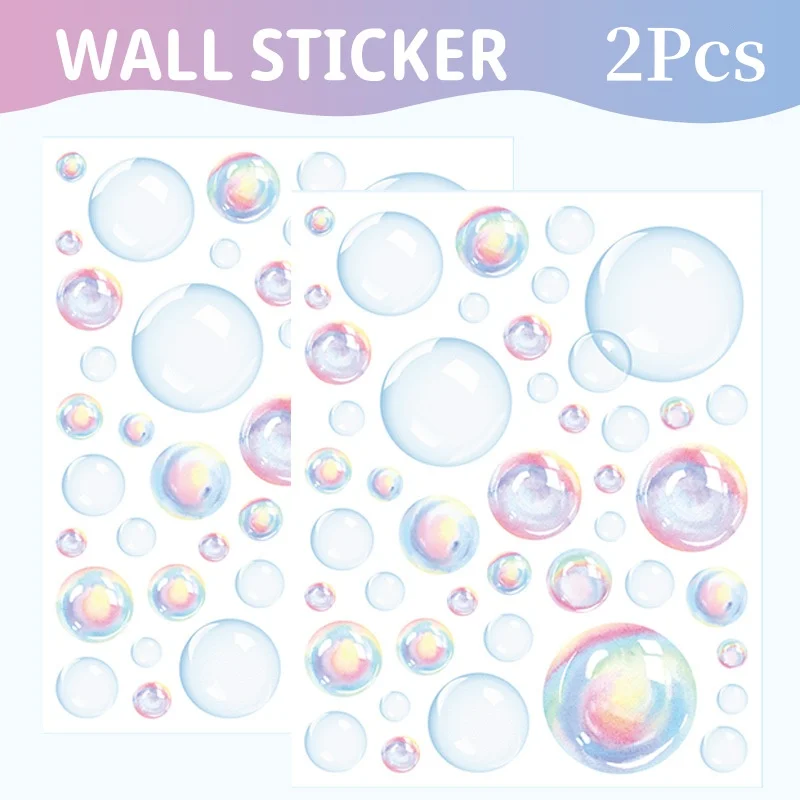 1 set of 2Pcs Bubble Wall Decal Stickers Ocean Bathroom Sticker Under the Sea Birthday Party Wall Art DIY Decor Ocean Background