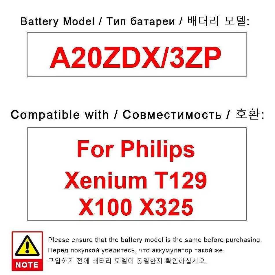 

Long-Lasting Performance For Philips Xenium T129 X100 X325 Reliable Power 1000Mah Mobile Phone Battery A20ZDX 3ZP