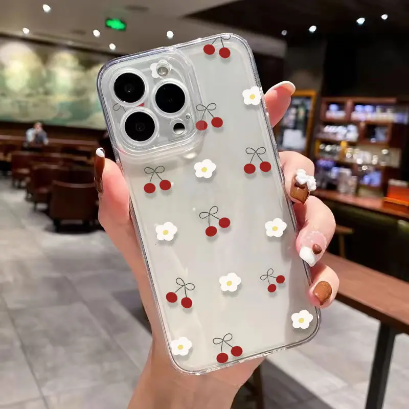 Case For Samsung Galaxy S25 S24 Ultra S23 S22 S21 S20 Plus S24FE FE A55 A56 A36 A26 A54 A52 A24 A7 2018 cover Cherry Fruit Soft