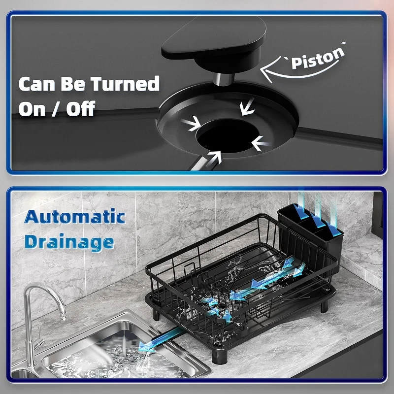 Kitchen Organizer Dish Drying Rack Two Tier Shelf Countertop Cutlery Storage Cup Holder Knife Fork Holder Tableware Organizer