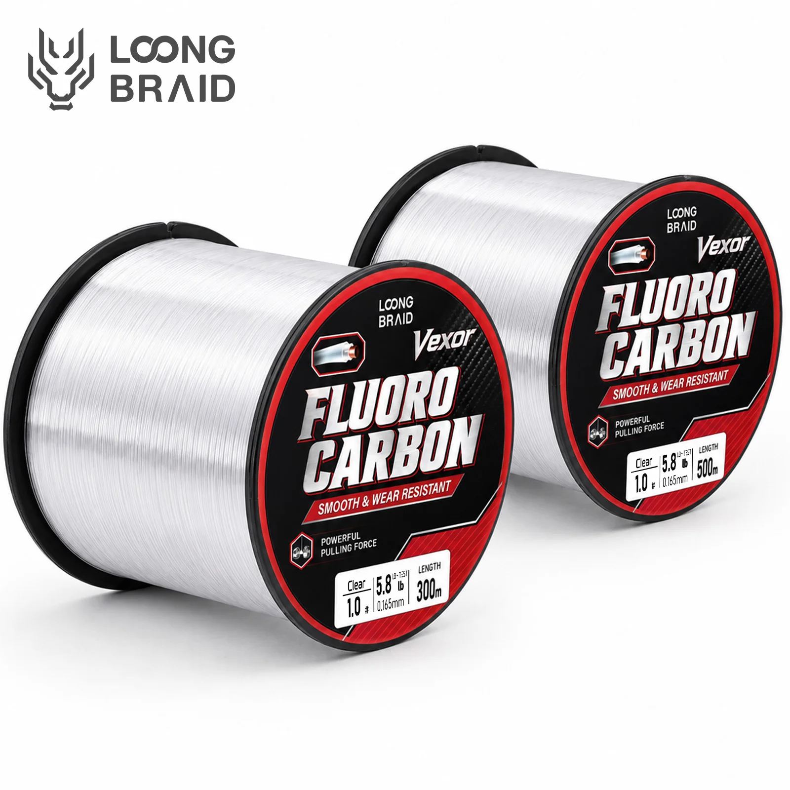 LOONGBRAID 300-500M 328YDS-547YDS Fluorocarbon-beschichtete Angelschnur Schneller Sinkende Vorfachschnur 0.8 # -7.0 # für das Meeresangeln mit Ködern – Detail 2
