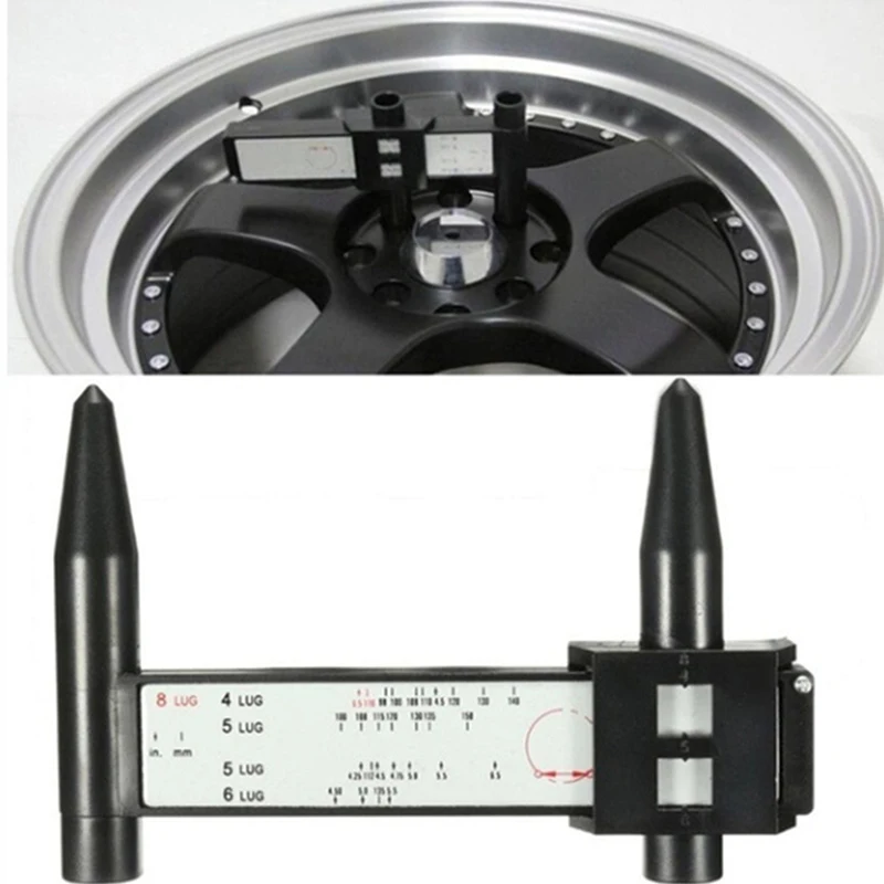 8LUG Wheels Wheel Rim Bolt Pattern Hole Distance Measuring Tool Black PCD Caliper Modified Hole Distance Ruler