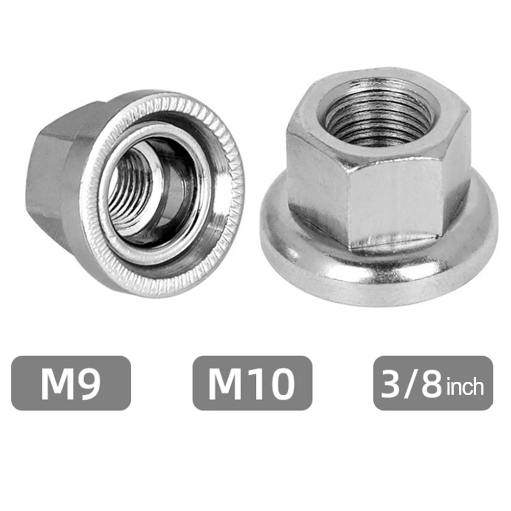 2pcs Bikes Crew Nut Bicycle Screw M9 M10 3/8 Screw Nut For Bike Hub For MTB Bikes Dark Silver Nut Cycling Accessories