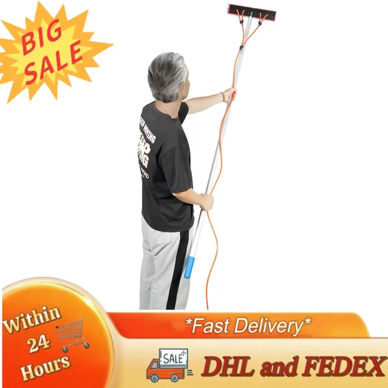 

3-in-1Cleaning Four Automatic Water Outlets Water Fed Poles 180 ° Adjustable Easy to Operate Water Fed Poles Store Sign Cleaning