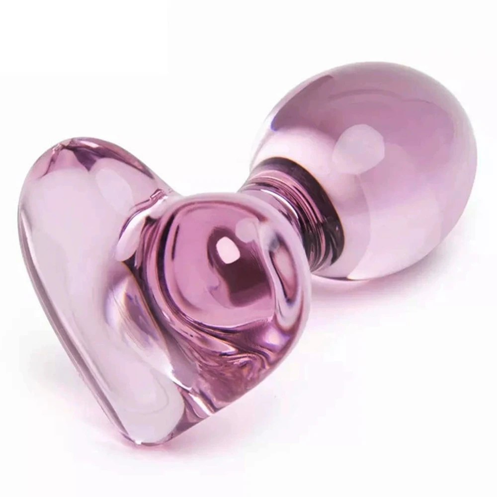 Glass Anal Plug Sex Toys For Women Pink Heart Anal Stimulator Crystal Buttplug Women Men Prostate Massage Vagina Butt Plug Balls