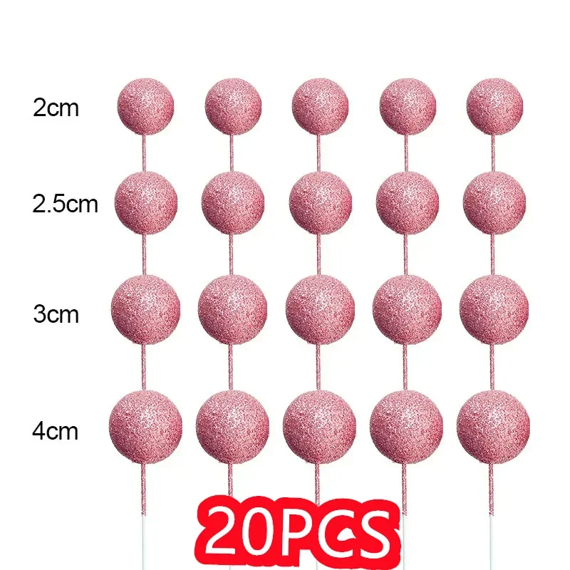20 Stück Glitzer-Kugel, alles Gute zum Geburtstag, Tortenaufsatz, rosa Gold, Hochzeit, Party, Geschenk, Kuchenaufsatz für Weihnachtsfeier, Dessert-Dekoration – Detail 3