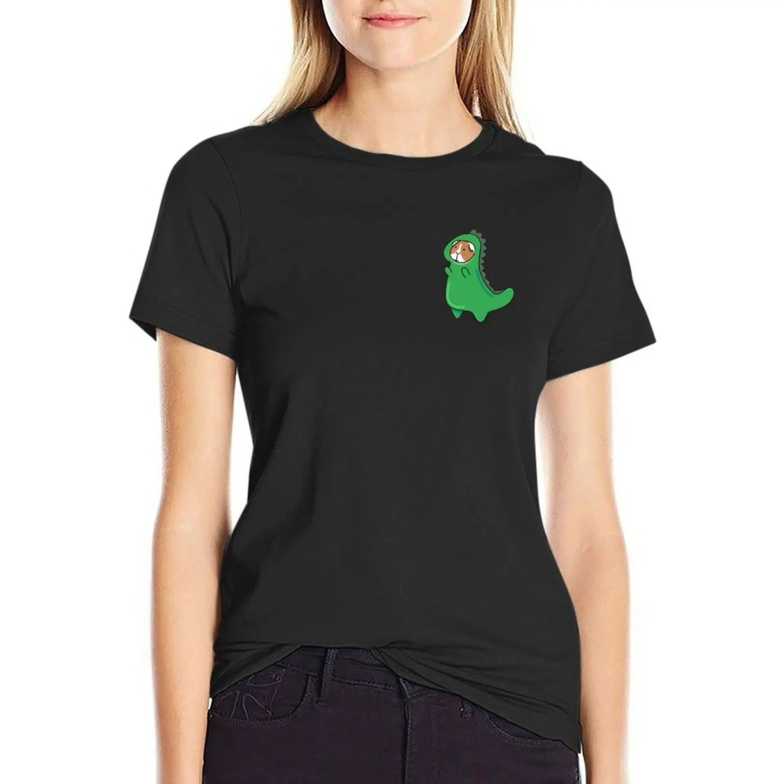 Guinea Pig Dinosauring: Guinea Pig cosplaying as dinosaur T-Shirt summer top cute clothes new edition t shirts for Women