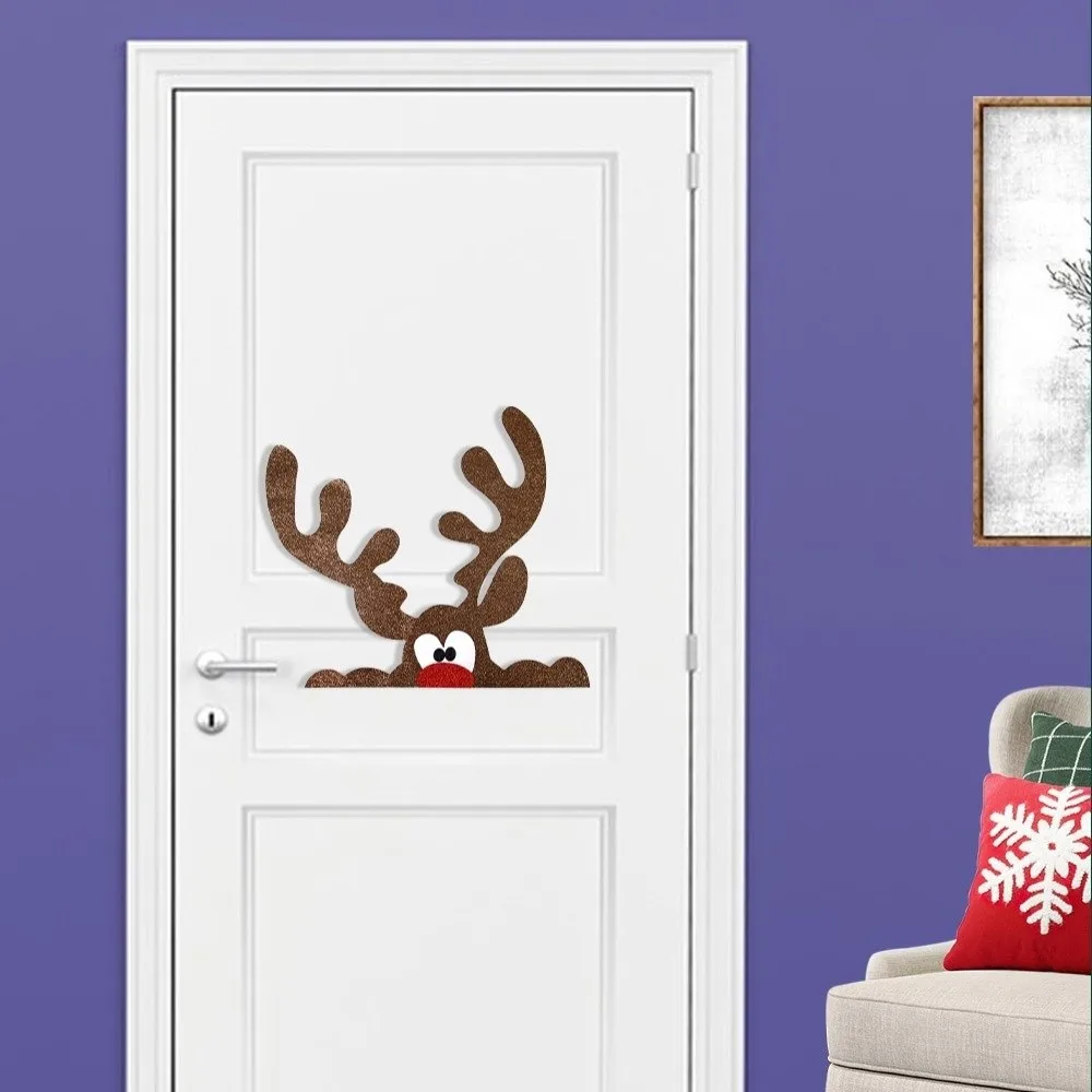 Large Christmas Window Stickers Snowman Reindeer Santa Cute Christmas Door Stickers Merry Christmas Decorations