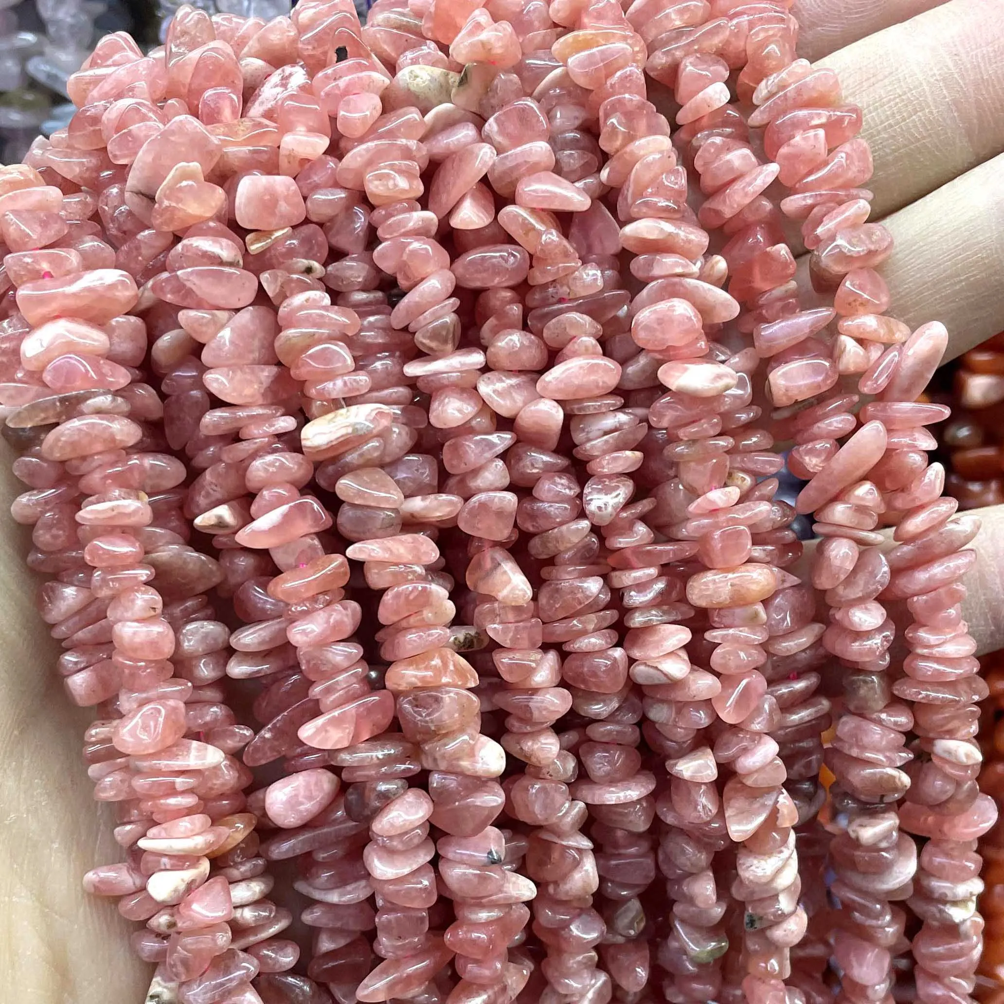 5-8MM Irregular Natural Argentina Rhodonite Freeform Gravel Stone Chips Spacer Beads For Jewelry Making DIY Bracelet Accessories