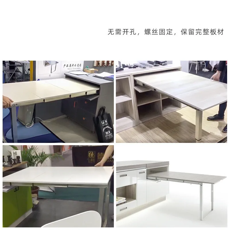 Hidden Folding Table Rails Aluminum Cabinet Drawer Telescopic Dining Table Slide Flat Push Folding Hardware Accessories