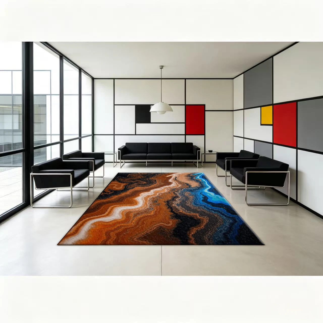 Marble Agate Fluid Art Carpet Floor Mat with Luxurious Texture and Non-Slip Properties, Suitable for Home Living Room