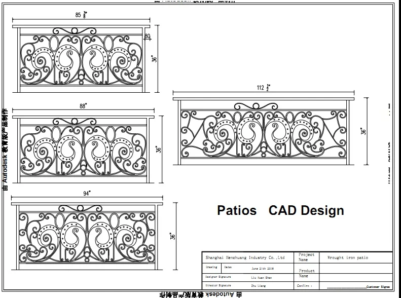 Celia Wrought Iron Railing and Steel Flat High Fencing Trellis for Private Pool Gate Steel Railing