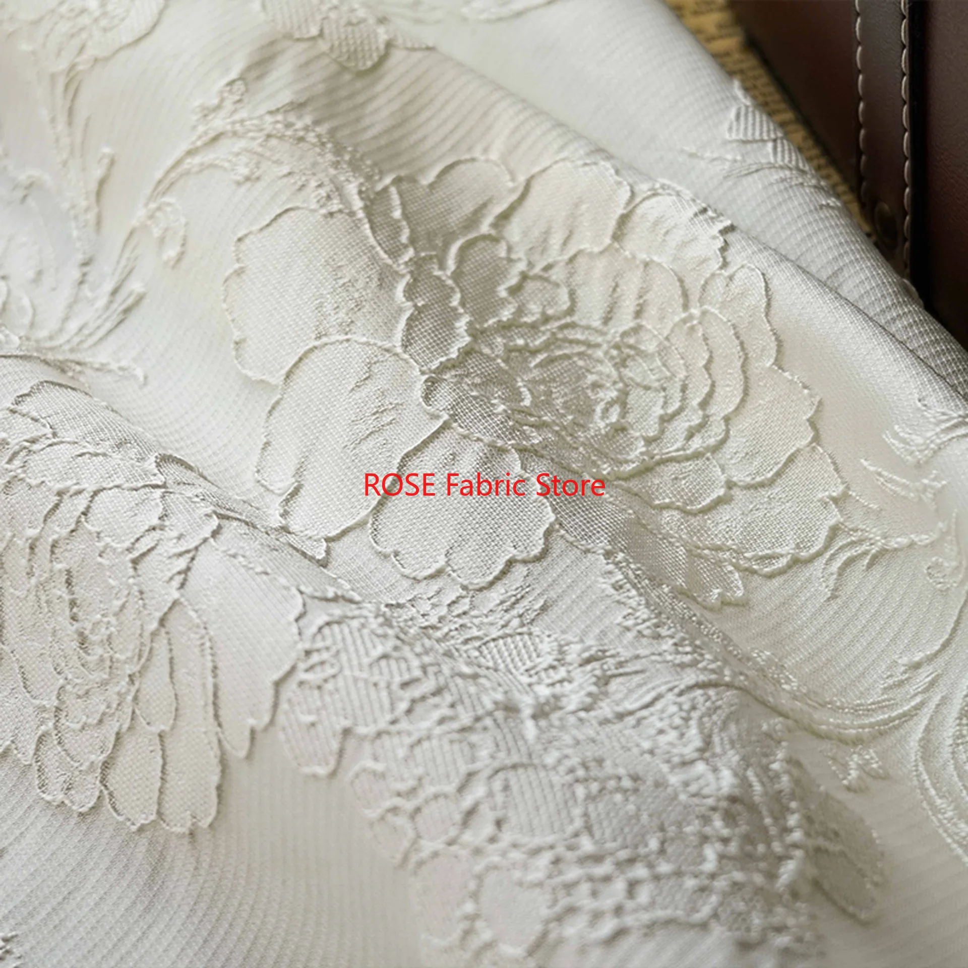 1 Meter Simple Solid Color Relief Flower Yarn Dyed Jacquard Fabric Elegant Women's Dress Clothing Bag Decorative DIY Sewing