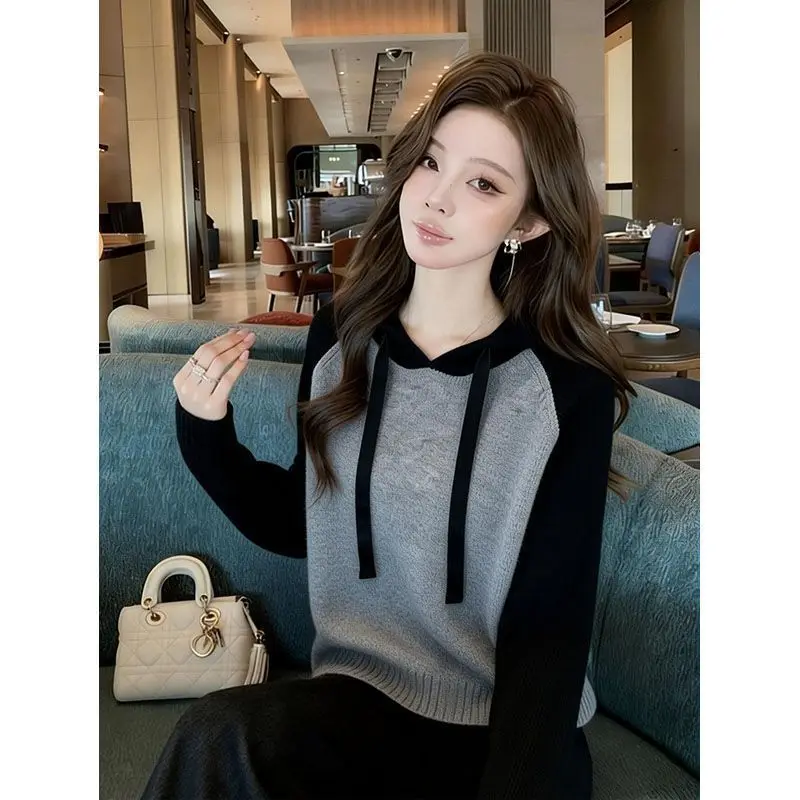 Daliang Tangshan Anti-Ball Sweater High-End Women's Fashion Guangzhou Thirteenth Factory Long Sleeve Hooded Knitted Top