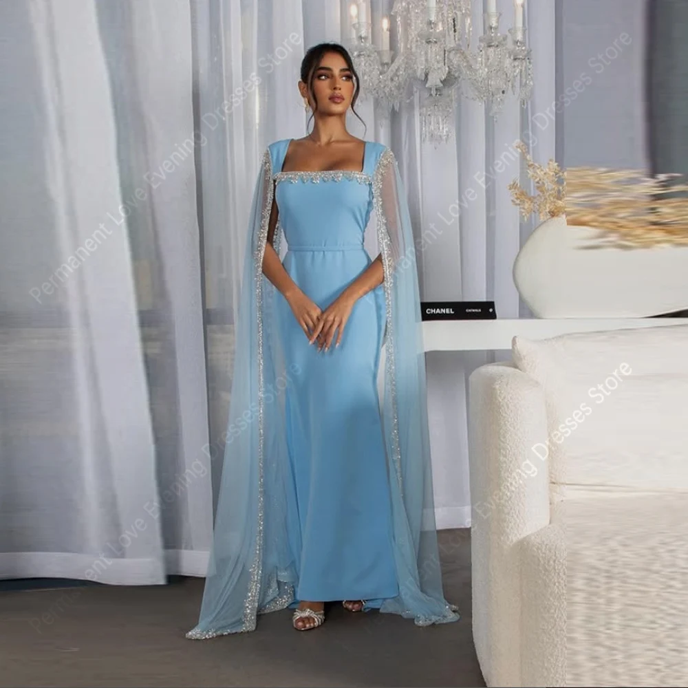 

2025 Square Collar Evening Dresses For Women Sexy Sleeveless Mermaid Prom Gowns Mopping Length Banquet Robe de soirée Customized