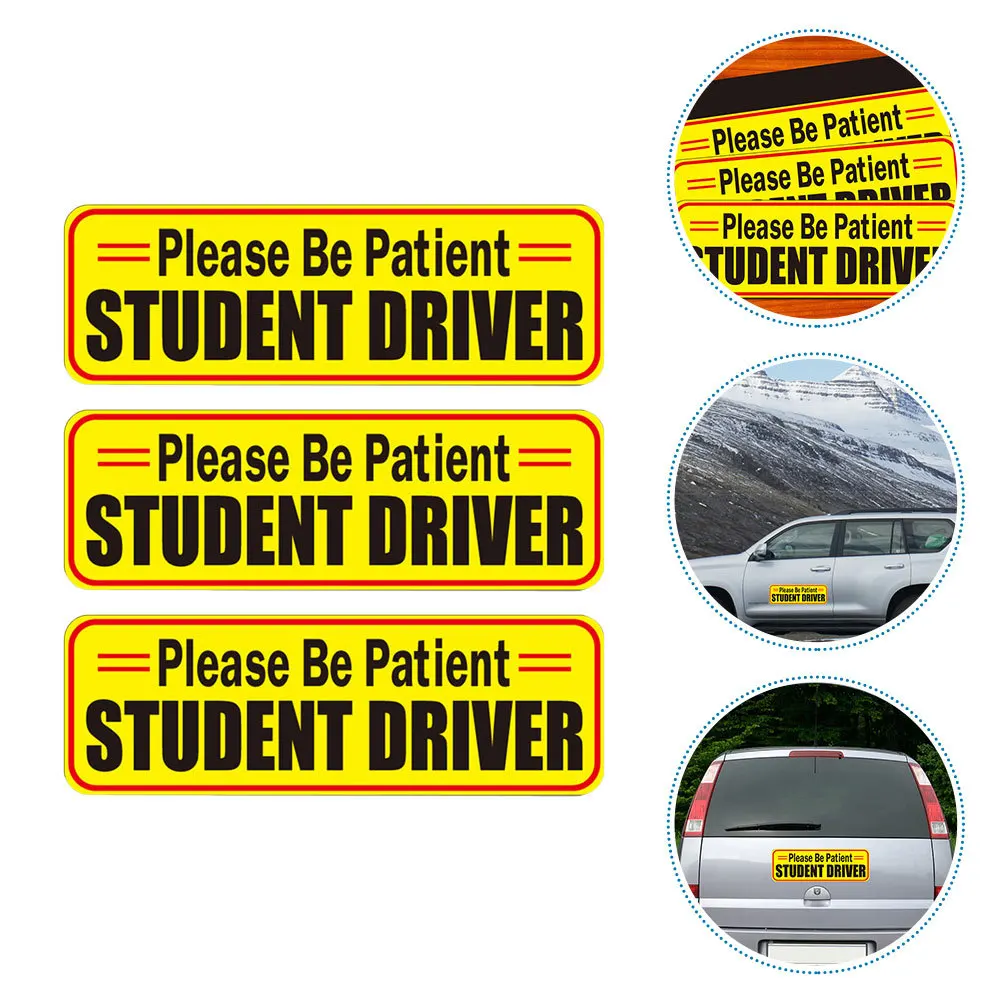 

3Pcs Sticker Magnetic Reflective Car Decals Durable Bright Safety Signs for New Driver Vehicle Car Student Signs