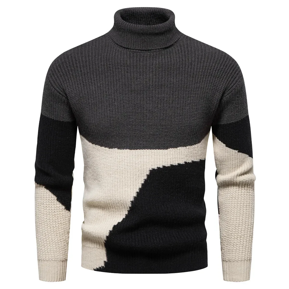 

2023 Autumn and Winter New Men's Knitting Shirt Colored High Neck Sweater Men's Underlay Sweater Slim Fit Pullover Sweater