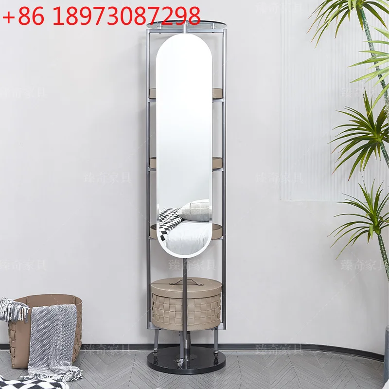 

Stylish and simple locker, makeup mirror integrated rotating dressing, hand-woven rotating rack