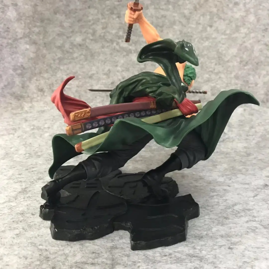 Patung Anime Roronoa Zoro, patung Action Figure 18cm One Piece, Model koleksi figur aksi tiga-blade Sa Max