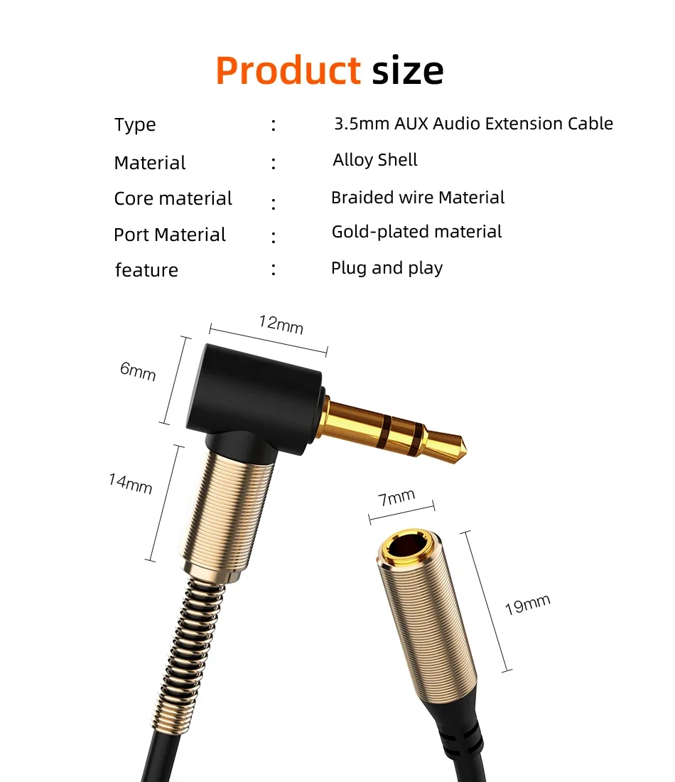Audio 3.5Mm Jack Aux Audio Male To Female Elbow Extension Cable 90 Degree Right Angle Auxiliary Speaker Cable for Pc Headphone image 6