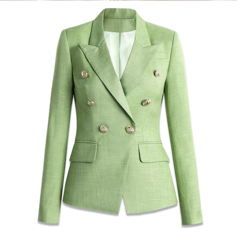

European and American Fashion Solid Color Popular High-quality Suit Coat Spot Metal Lion Head Button Double Breasted Small Suit