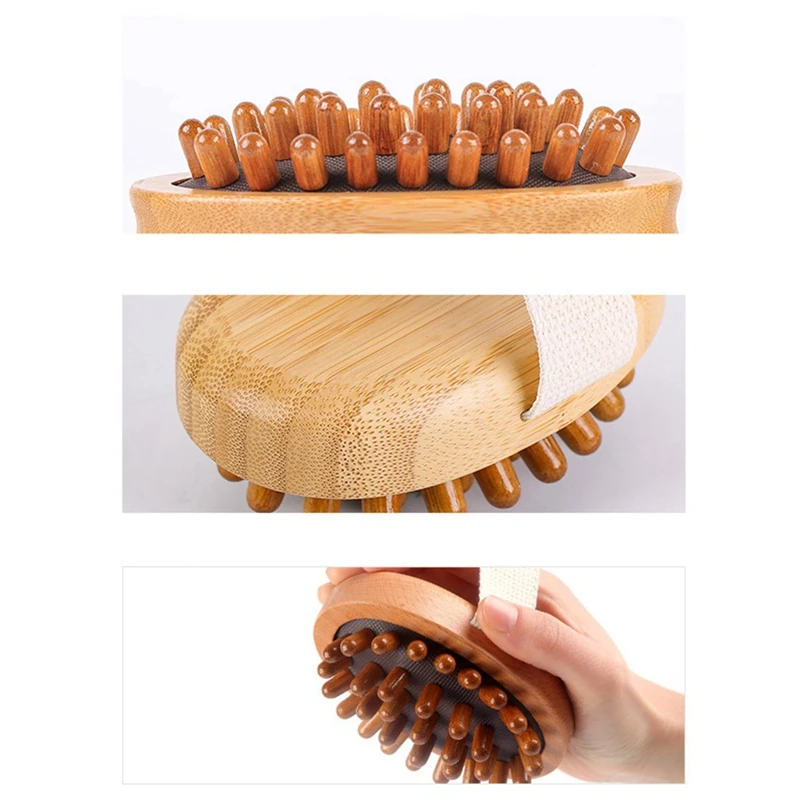 Body Anti Cellulite Brush Soothing Wooden Essential Oil Spa-Air Cushion Meridian Massage Brush Calf Kneading Instrumen