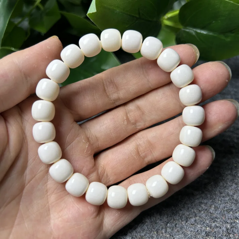 Natural deer antler bracelet, curved Buddha , barrel , prayer , mammoth bone beads 9*10mm