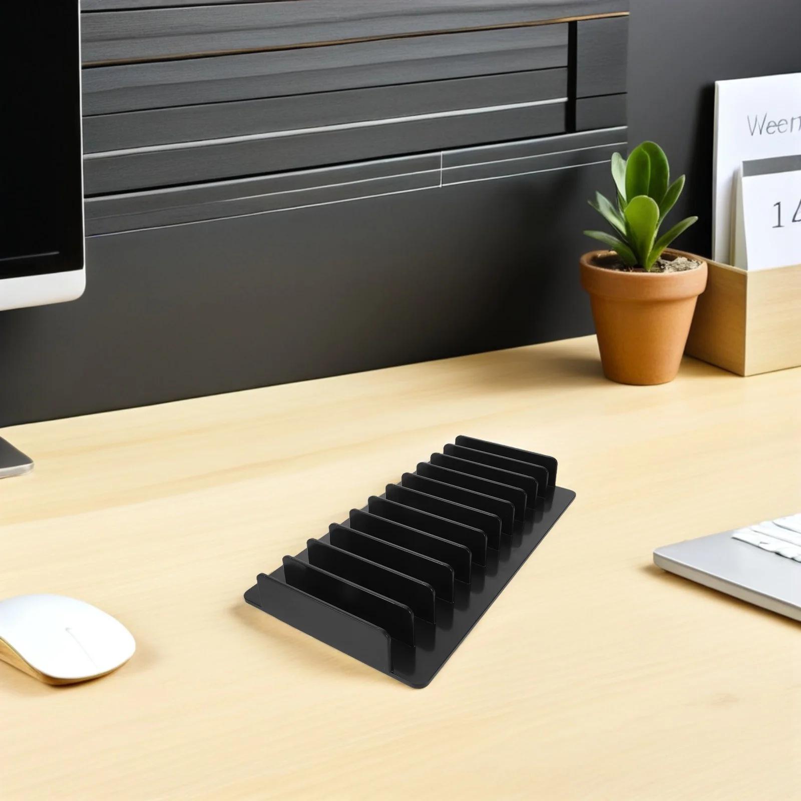 

Secure Mobile Phone Storage Container 11 Grid Organizer for Classroom Desk and Meeting Room Management Phone Cabinet