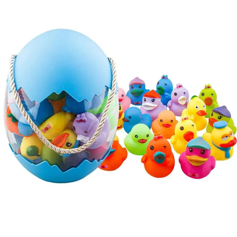 Duck Easter Eggs 20pcs Bath Toy Easter Duckies Floater Duck Assortment Bathtub Duck Toys Portable Soft Bath Toys Bulk For