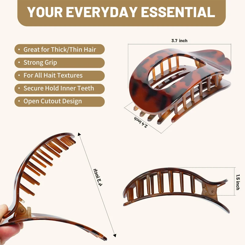 Ovale Haarklammer für Frauen, Leoparden-Design, Neues Modisches Mattes Gebogenes Flaches Styling-Haarschmuckstück aus Acryl – Detail 6