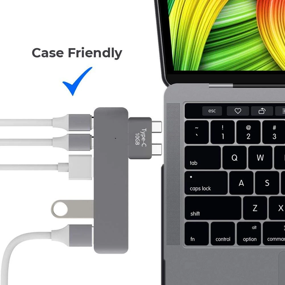 For MacBook Pro/Air Dual Type-C Short Extender USB C Thunderbolt 3 Female to Male Expansion Adapter Connector USB Hubs 5K Video